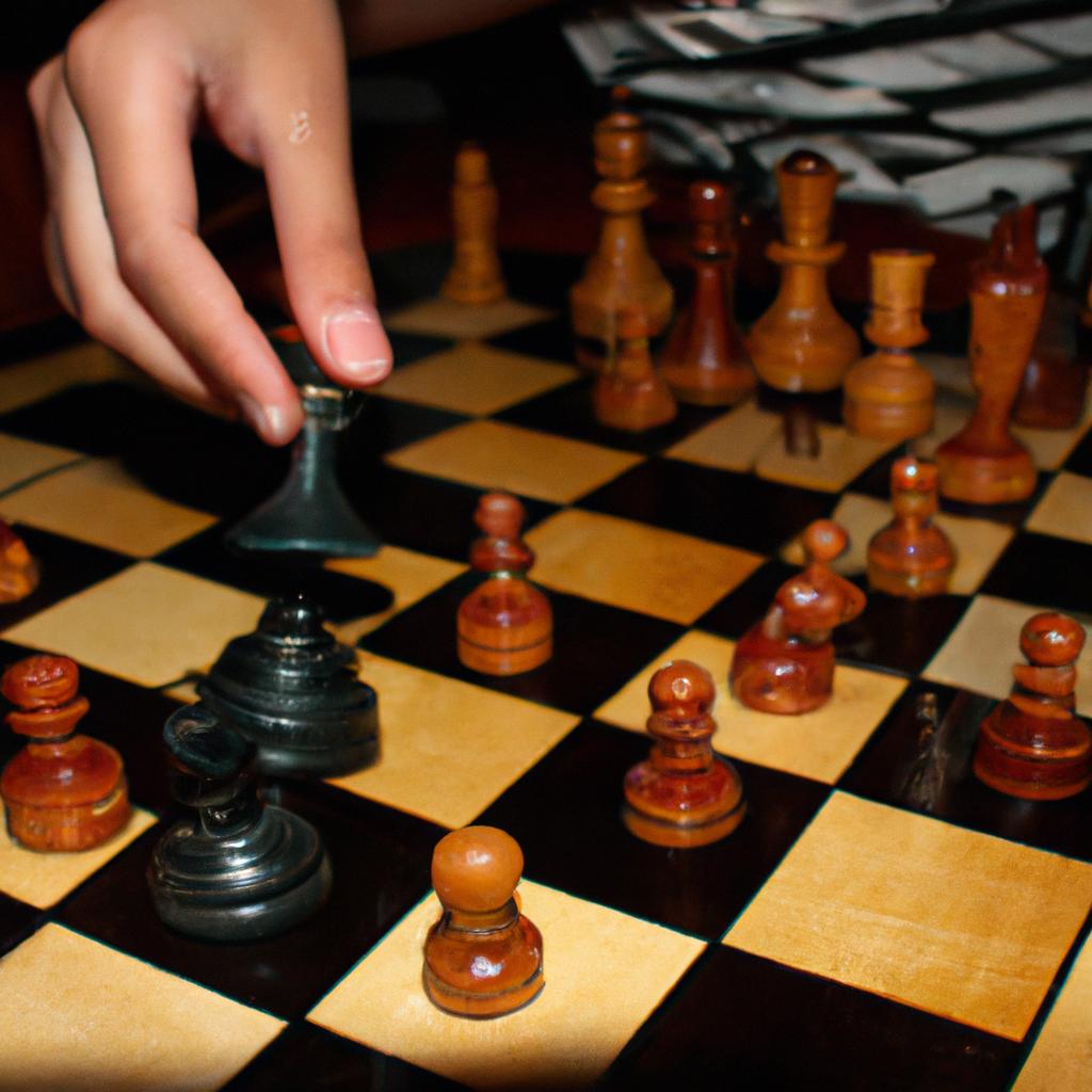 Person playing chess endgame